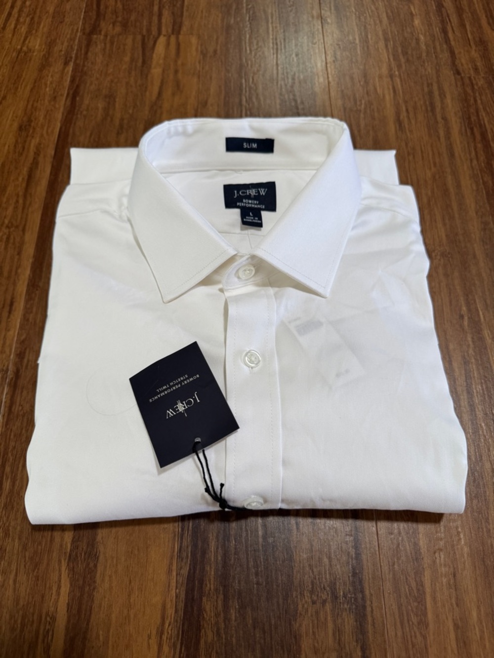 NEW J.Crew Bowery Performance Slim Fit White Dress Shirt L Stretch